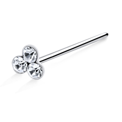 Flower with Stone Silver Straight Nose Stud NSKA-28s 